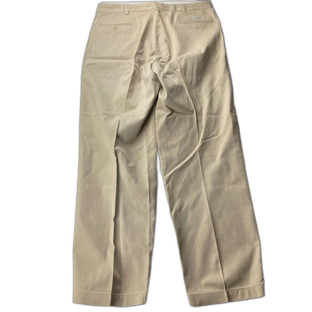 Polo Ralph Lauren Andrew Pants Mens 38x32 Khaki Pleated Chino Classic Fit